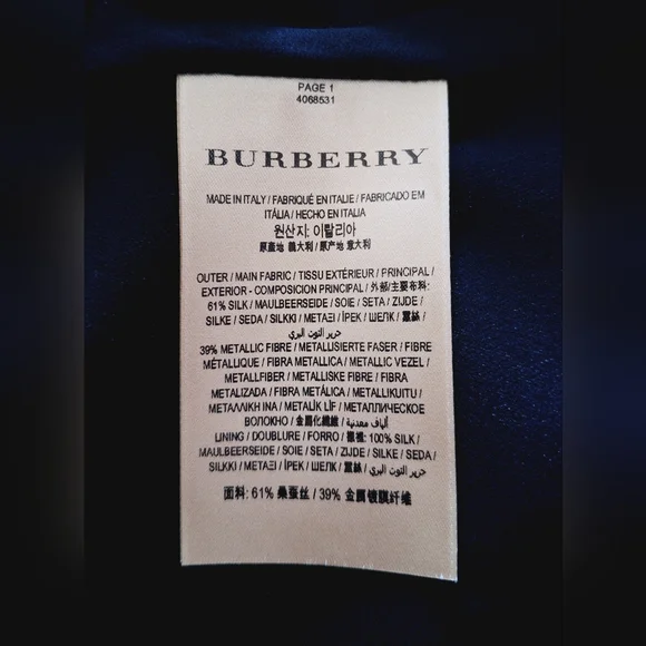 BURBERRY Silk Metallic Blend Midi Skirt Women's Blue IT 44 US 10 Org $890
